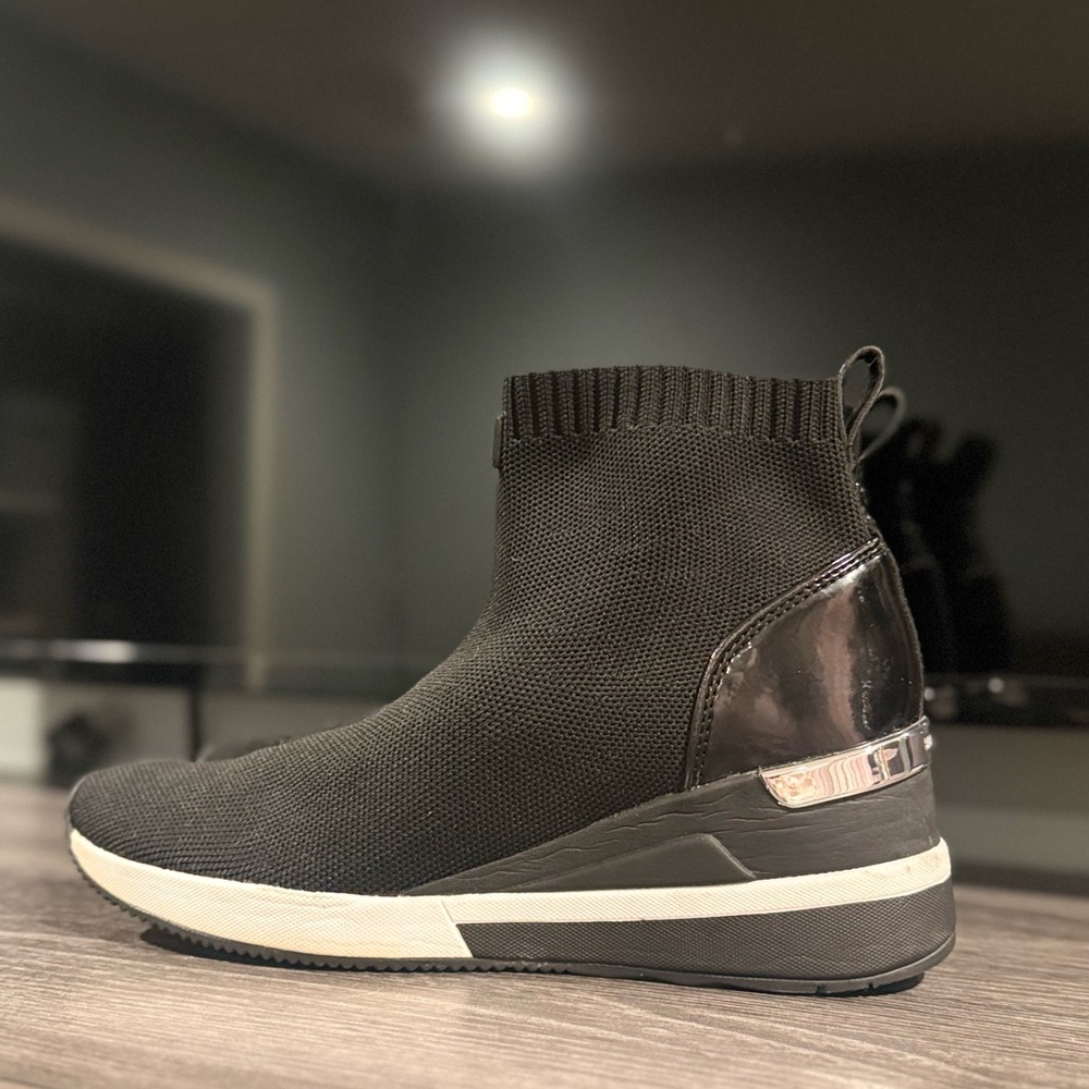 Michael Kors Sock Sneakers Wedge Black | Knit Slip-On | Size 8